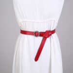 Ceinture cuir femme, système sans trou, boucle ronde. H1009 rouge