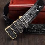 Ceinture en cuir de crocodile hommes, véritable cuir de crocodile, luxe. PA011-2