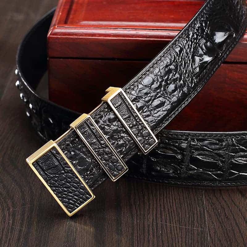 Ceinture en cuir de crocodile hommes, véritable cuir de crocodile, luxe. PA011-2