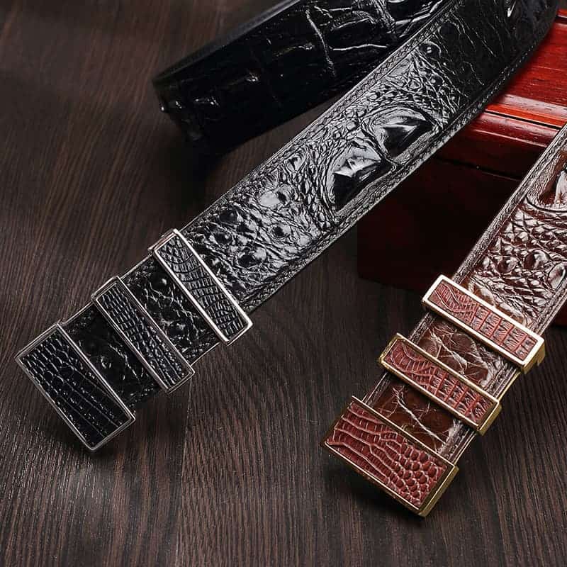 Ceinture en cuir de crocodile hommes, véritable cuir de crocodile, luxe. PA011-3