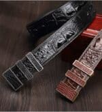 Ceinture en cuir de crocodile hommes, véritable cuir de crocodile, luxe. PA011-6
