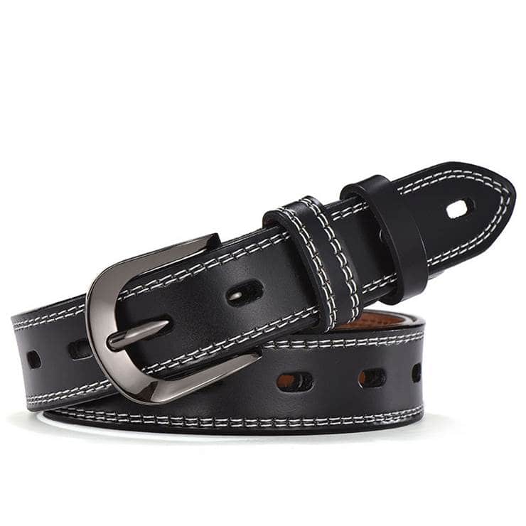 Ceinture en cuir femme, rétro boucle ardillon creuse. H038