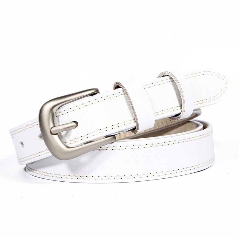Ceinture femme cuir, véritable cuir, style fashion décontracté.H028 blanche
