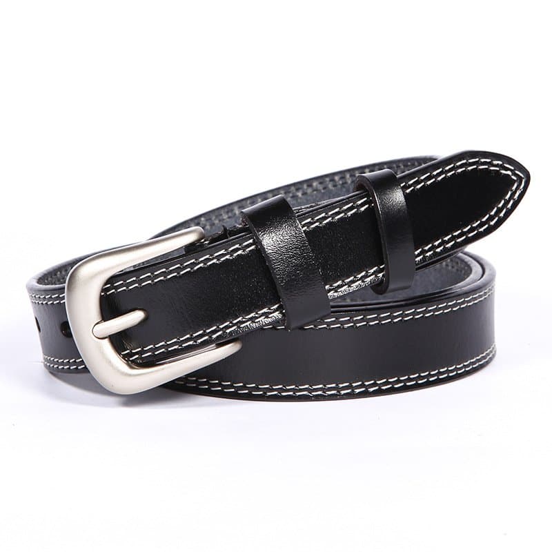 Ceinture femme cuir, véritable cuir, style fashion décontracté.H028 noir