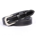 Ceinture femme cuir, véritable cuir, style fashion décontracté.H028 noir
