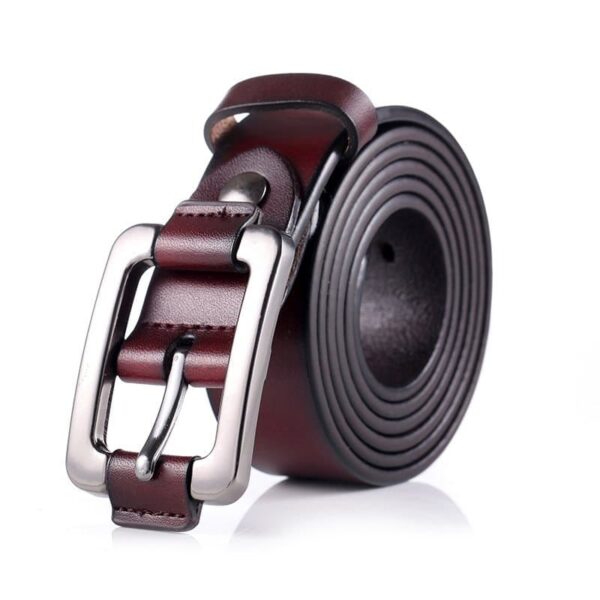 Ceintures en cuir femme, à boucle, taille fine.H026 marron