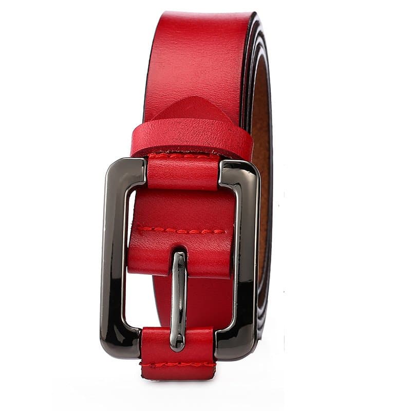 Ceintures en cuir femme, à boucle, taille fine.H026 rouge