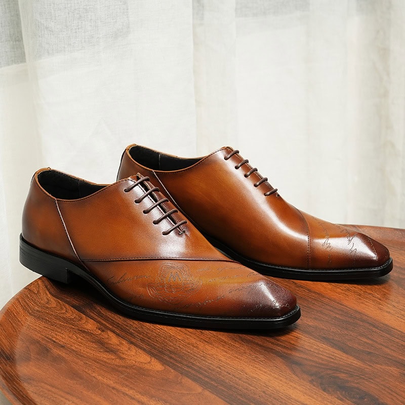 Premium Leather Oxford Shoes 96131-01 BROWN