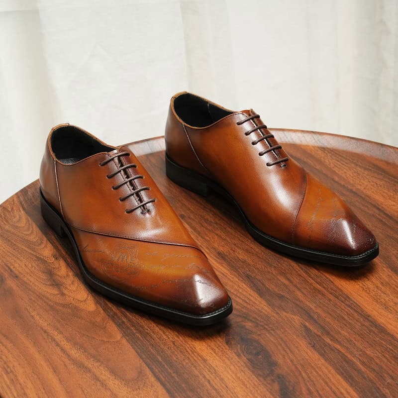Premium leather Oxford shoes 96131-01 Brown 02