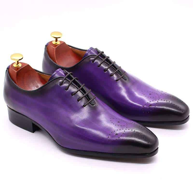 Chaussures cuir homme à bout pointu, peintes à la main ref F87-22-1-10