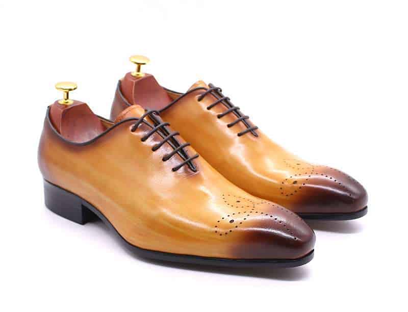 Chaussures cuir homme à bout pointu, peintes à la main ref F87-22-1-14