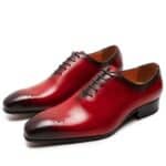 Chaussures cuir homme à bout pointu, peintes à la main ref F87-22-1-8