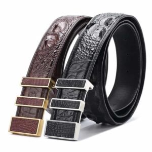 Ceinture en cuir de crocodile pour hommes,Véritable croco. PD168-1-1.jpg