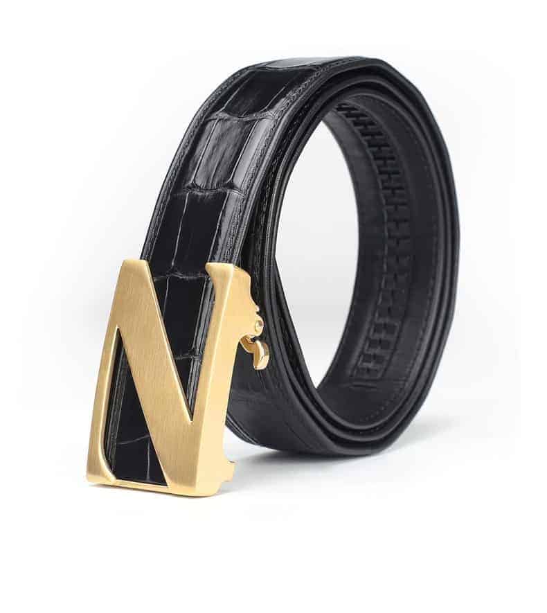 Ceinture en cuir de crocodile, hommes d'affaires, boucle automatique. PB350-14.jpg