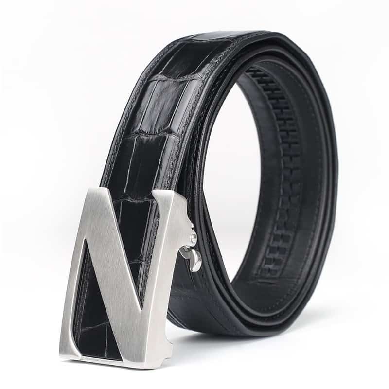 Ceinture en cuir de crocodile, hommes d'affaires, boucle automatique. PB350-5.jpg