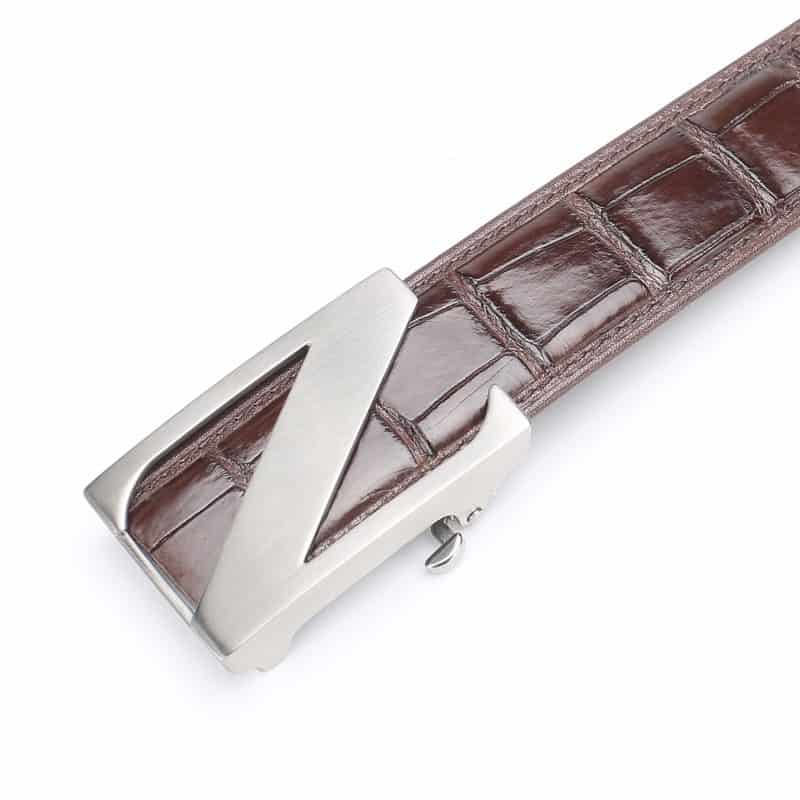 Ceinture en cuir de crocodile, hommes d'affaires, boucle automatique. PB350-8.jpg