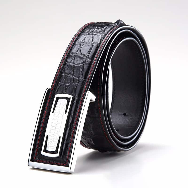 Ceinture en cuir de crocodile, faite à la main, hommes d'affaires. YB－6062-3.jpg