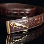 Men's crocodile leather belt with Jaguar buckle. PD125-2.jpg 