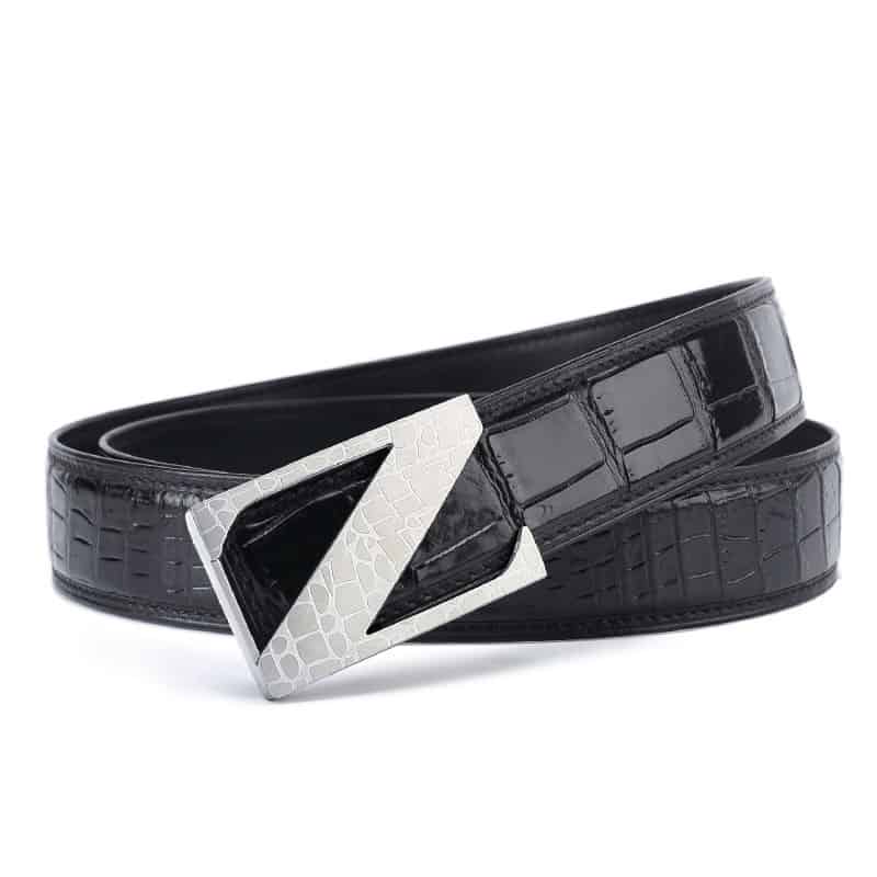 Men's crocodile skin leather belt, Z-shaped buckle, casual, business.PA108-4.jpg