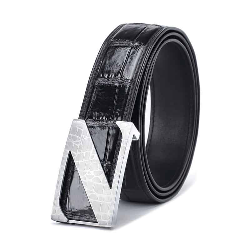 Men's crocodile skin leather belt, Z-shaped buckle, casual, business.PA108-5.jpg