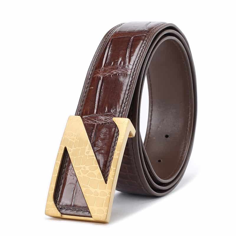 Men's crocodile skin leather belt, Z-shaped buckle, casual, business.PA108-6.jpg