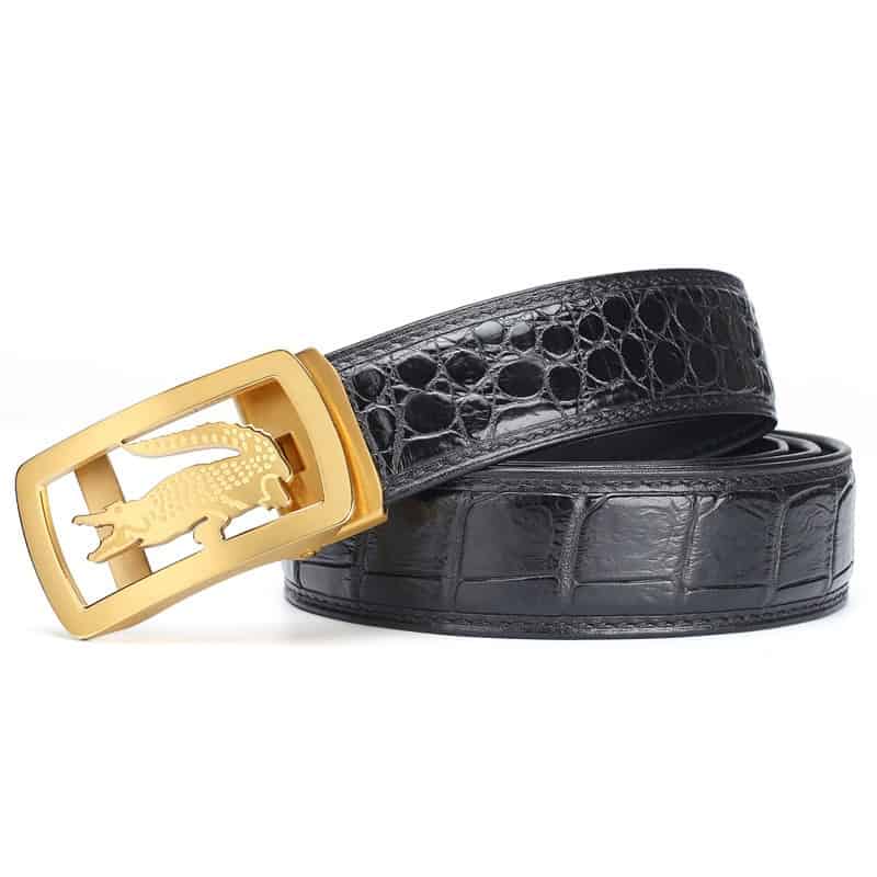Crocodile-leather belt with crocodile-patterned automatic buckle. PE322-2.jpg