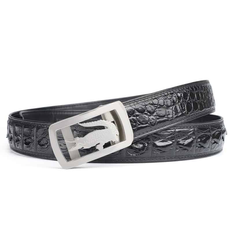 Crocodile-leather belt with crocodile-patterned automatic buckle. PE322-4.jpg