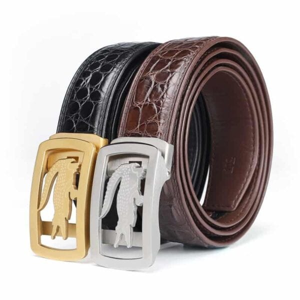 Ceinture en cuir de crocodile, boucle automatique design croco. PE322.jpg