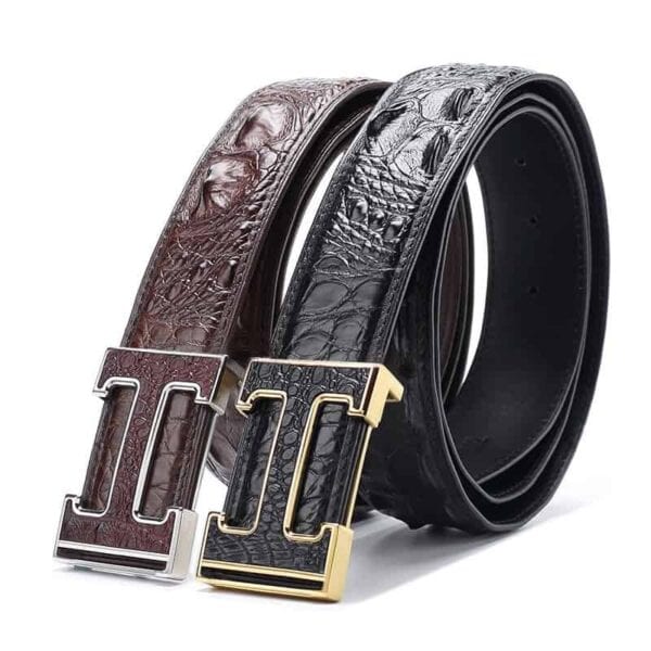 Ceinture en cuir de crocodile avec lettre H pour homme d'affaires. PD167-1.jpg