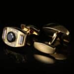 Boutons de manchette français, en cristal noir et plaqué or.RL-8059-2.jpg