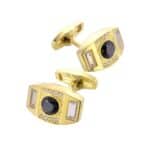 Boutons de manchette français, en cristal noir et plaqué or.RL-8059-5.jpg