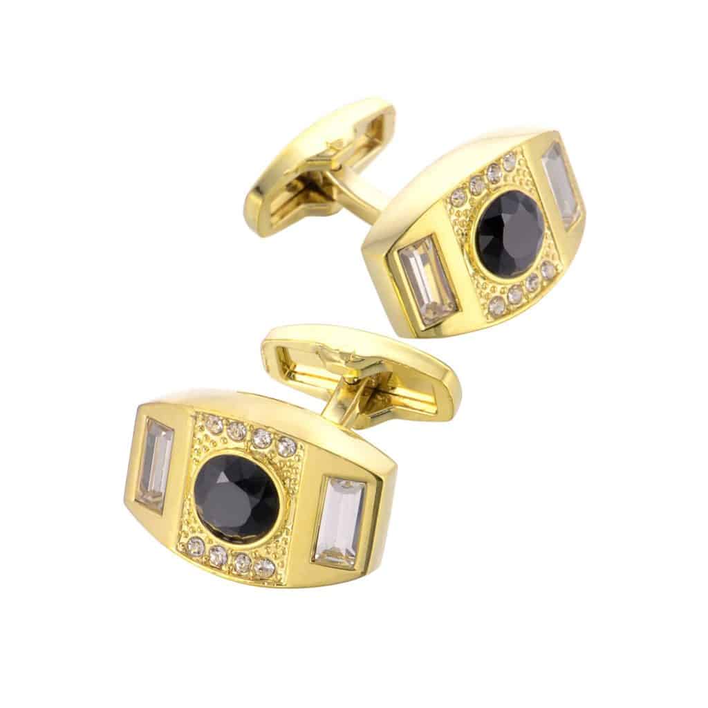 Boutons de manchette français, en cristal noir et plaqué or.RL-8059-5.jpg