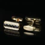 Boutons de manchette, diamants noirs et blancs mode luxe.RL-8003-1.jpg