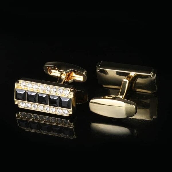 Boutons de manchette, diamants noirs et blancs mode luxe.RL-8003-1.jpg