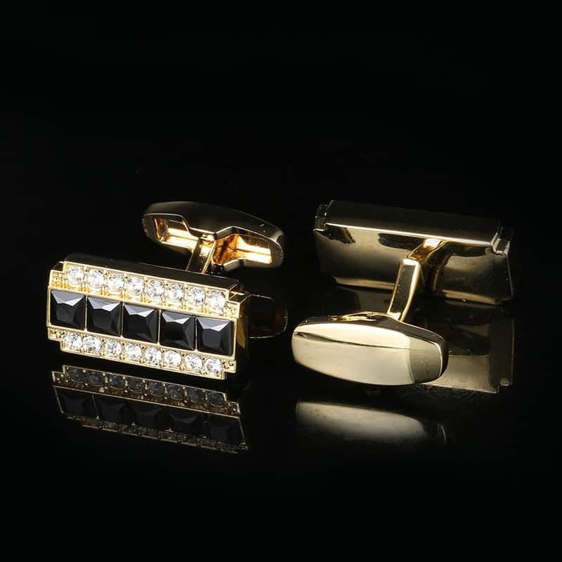 Boutons de manchette, diamants noirs et blancs mode luxe.RL-8003-1.jpg