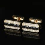 Boutons de manchette, diamants noirs et blancs mode luxe.RL-8003-2.jpg