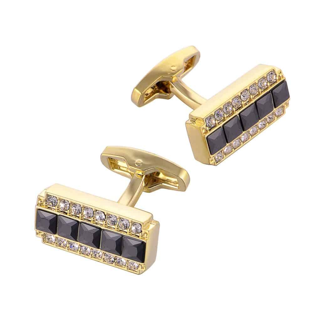 Boutons de manchette, diamants noirs et blancs mode luxe.RL-8003-3.jpg