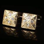 Boutons de manchette français, motif carré doré Français. RL-8067-1.jpg