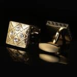 Boutons de manchette français, motif carré doré Français. RL-8067-2.jpg