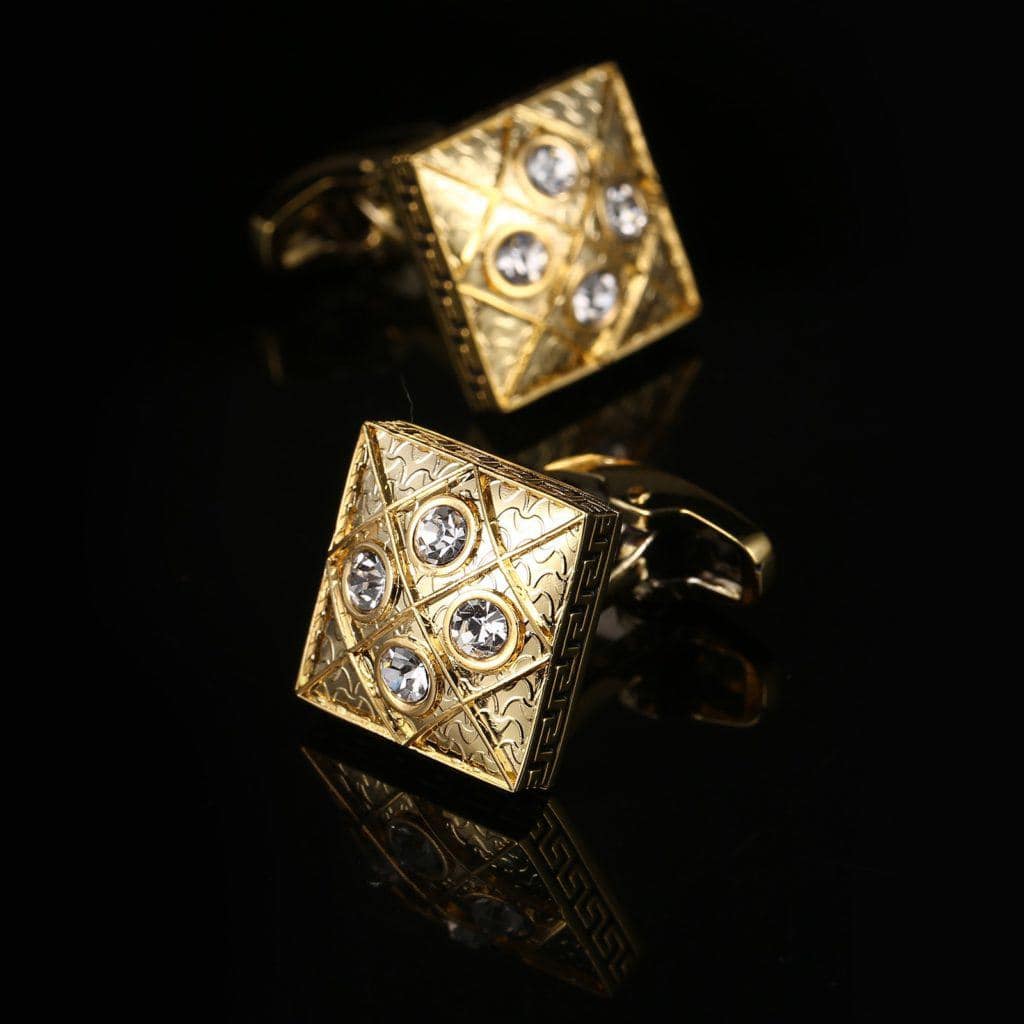 Boutons de manchette français, motif carré doré Français. RL-8067-3.jpg