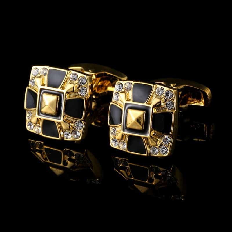 Boutons de manchette cloutés d’or de haute qualité, homme. RL-G08006-1.jpg