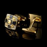 Boutons de manchette cloutés d’or de haute qualité, homme. RL-G08006-2.jpg