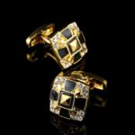 Boutons de manchette cloutés d’or de haute qualité, homme. RL-G08006-4.jpg
