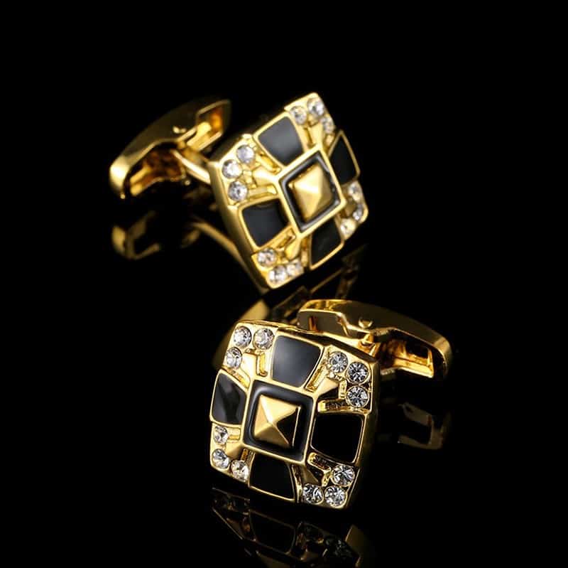 Boutons de manchette cloutés d’or de haute qualité, homme. RL-G08006-4.jpg