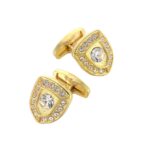 Boutons de manchette en diamant, bouclier or, Français. RL-G08010-3.jpg