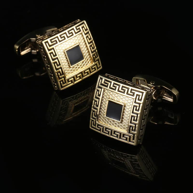 Boutons de manchette dorés français, pattern Great Wall.RL-8004-1.jpg