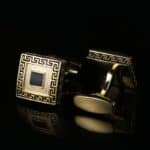 Boutons de manchette dorés français, pattern Great Wall.RL-8004-2.jpg