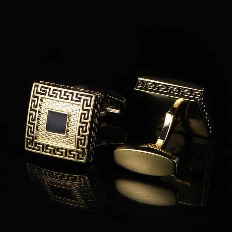 Boutons de manchette dorés français, pattern Great Wall.RL-8004-2.jpg