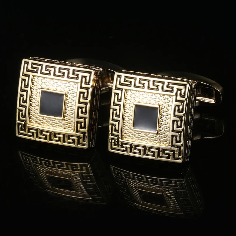 Boutons de manchette dorés français, pattern Great Wall.RL-8004-5.jpg