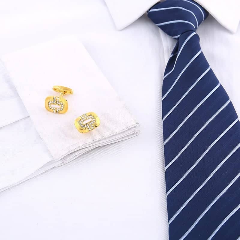 Boutons de manchette français, glaçure de goutte d’or, affaires.RL-G08007-5.jpg